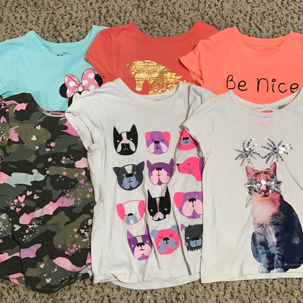 Girls lot of 6 preowned t-shirts size 7/8